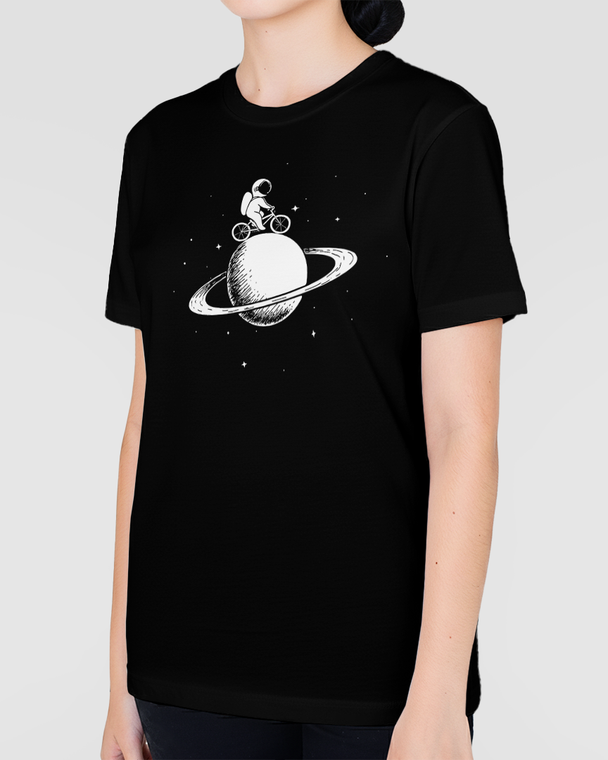 Camiseta Astronauta Saturno Bike Unissex