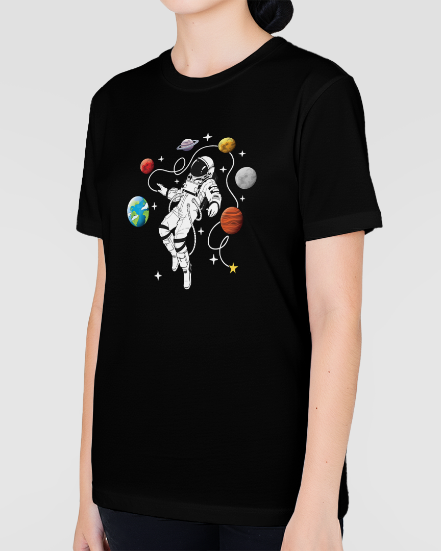 Camiseta Astronauta e Planetas Unissex