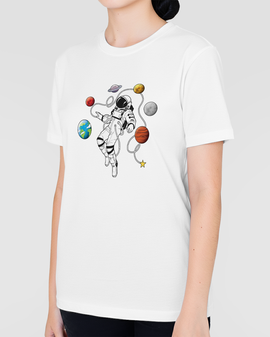 Camiseta Astronauta e Planetas Unissex
