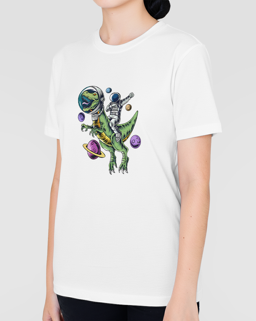 Camiseta Astronauta e T-rex Unissex