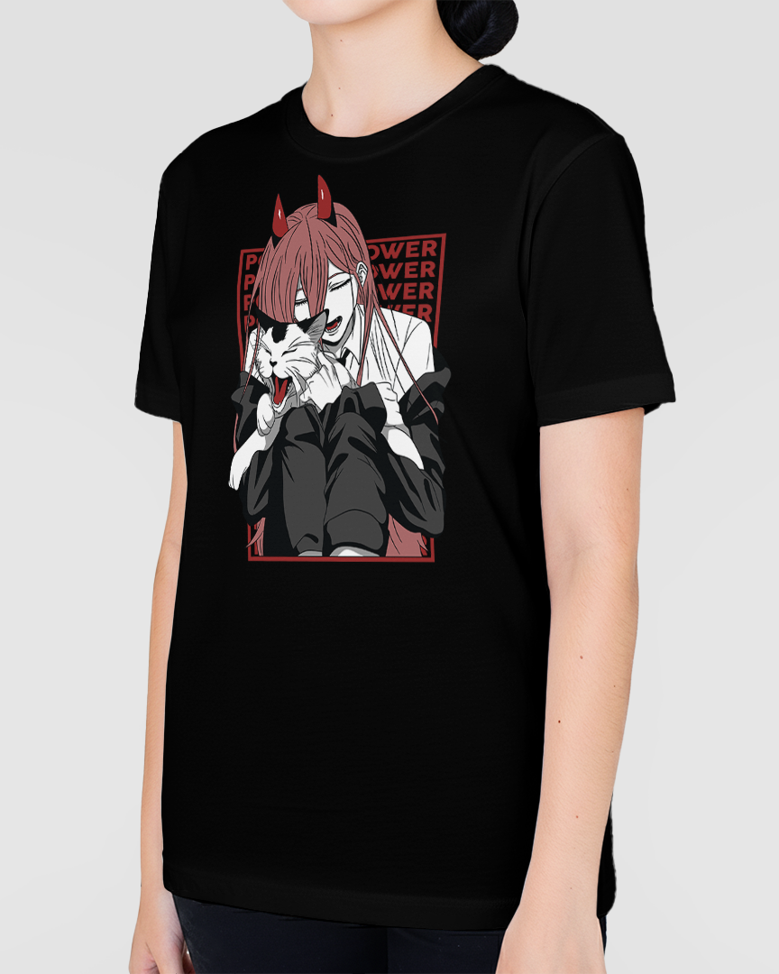Camiseta Chainsaw Man Power Cat Gato Unissex