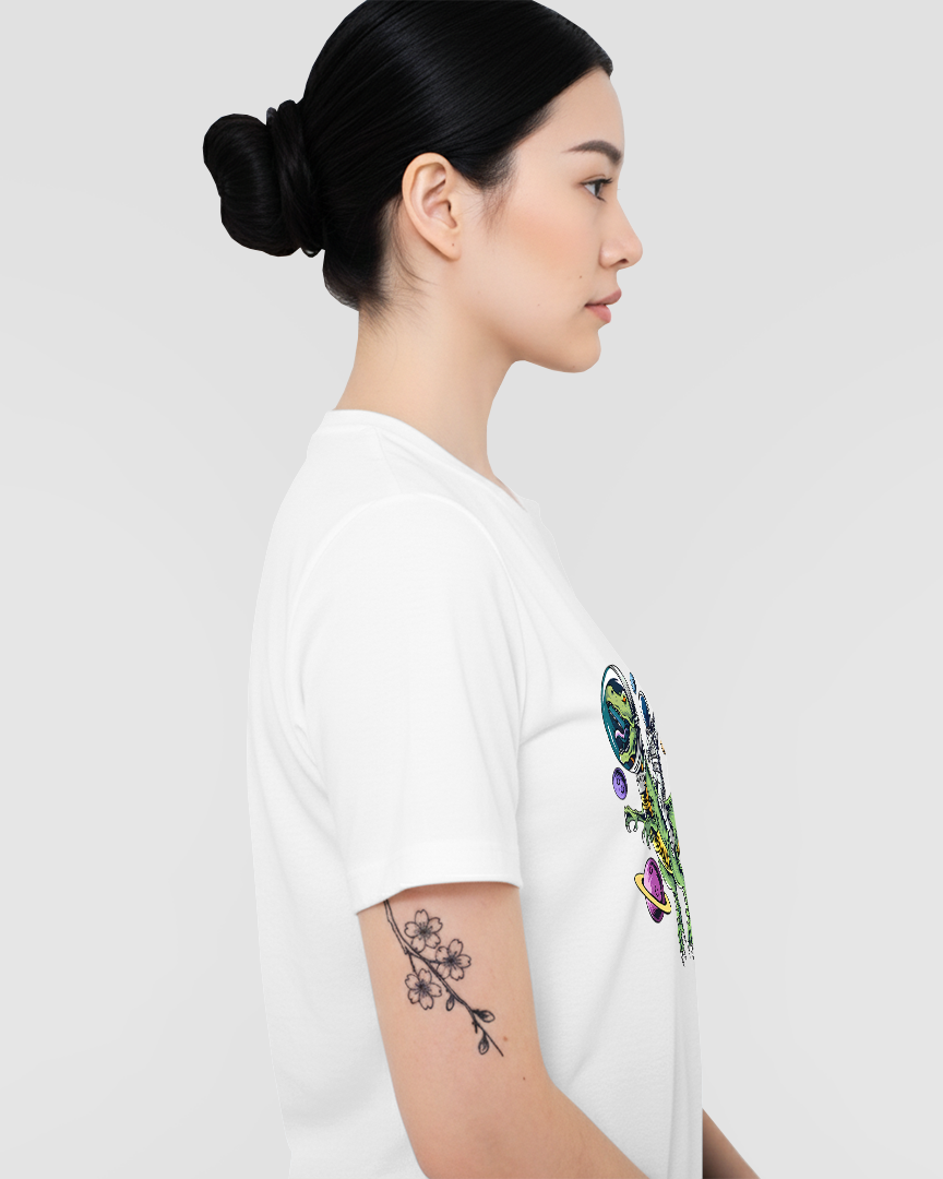 Camiseta Astronauta e T-rex Unissex