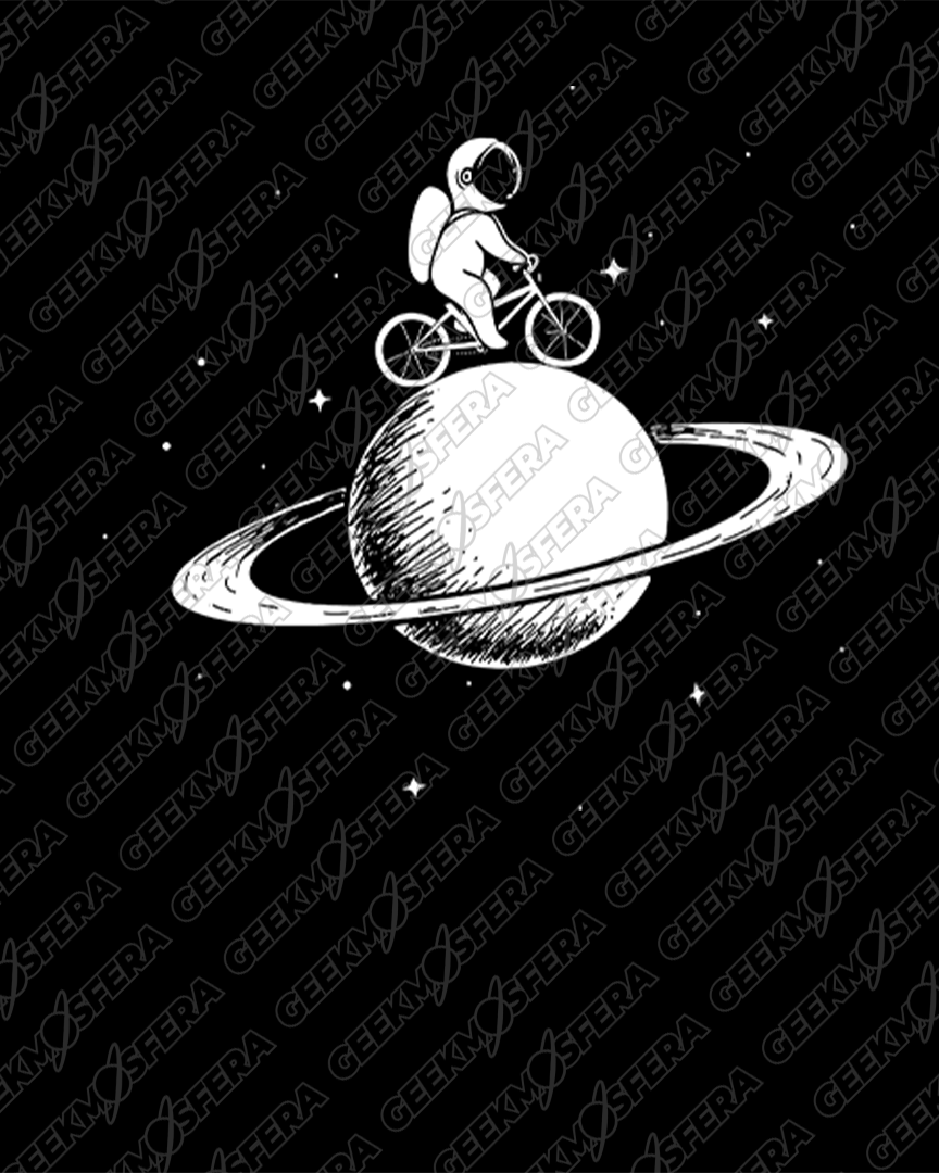 Camiseta Astronauta Saturno Bike Unissex