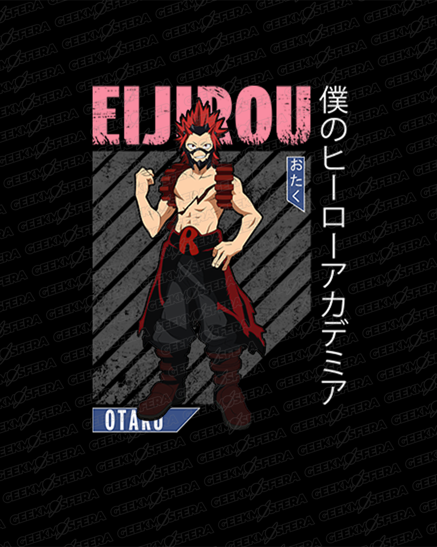 Moletom Canguru Boku No Hero Eijirou Kirishima Escrita Rosa Unissex