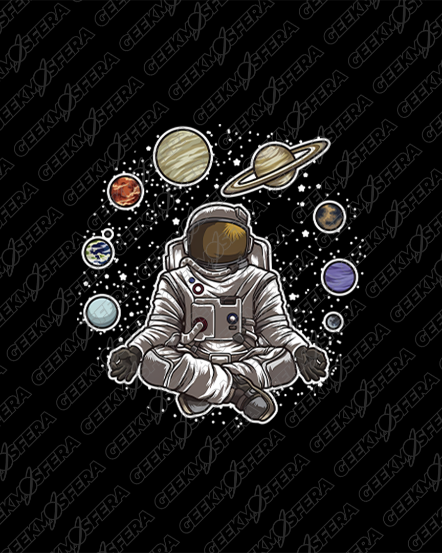 Camiseta Yoga com Planetas Astronauta Unissex