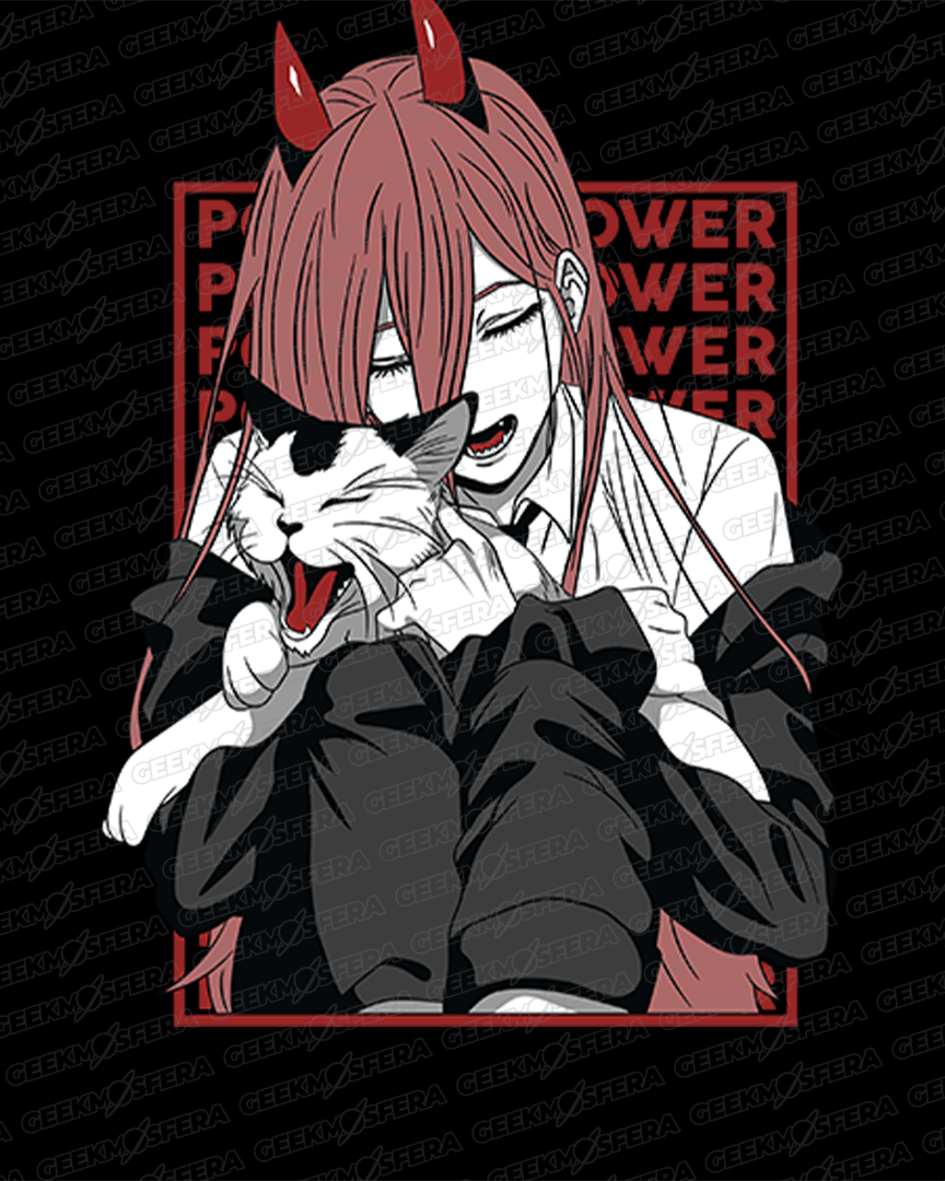 Camiseta Chainsaw Man Power Cat Gato Unissex