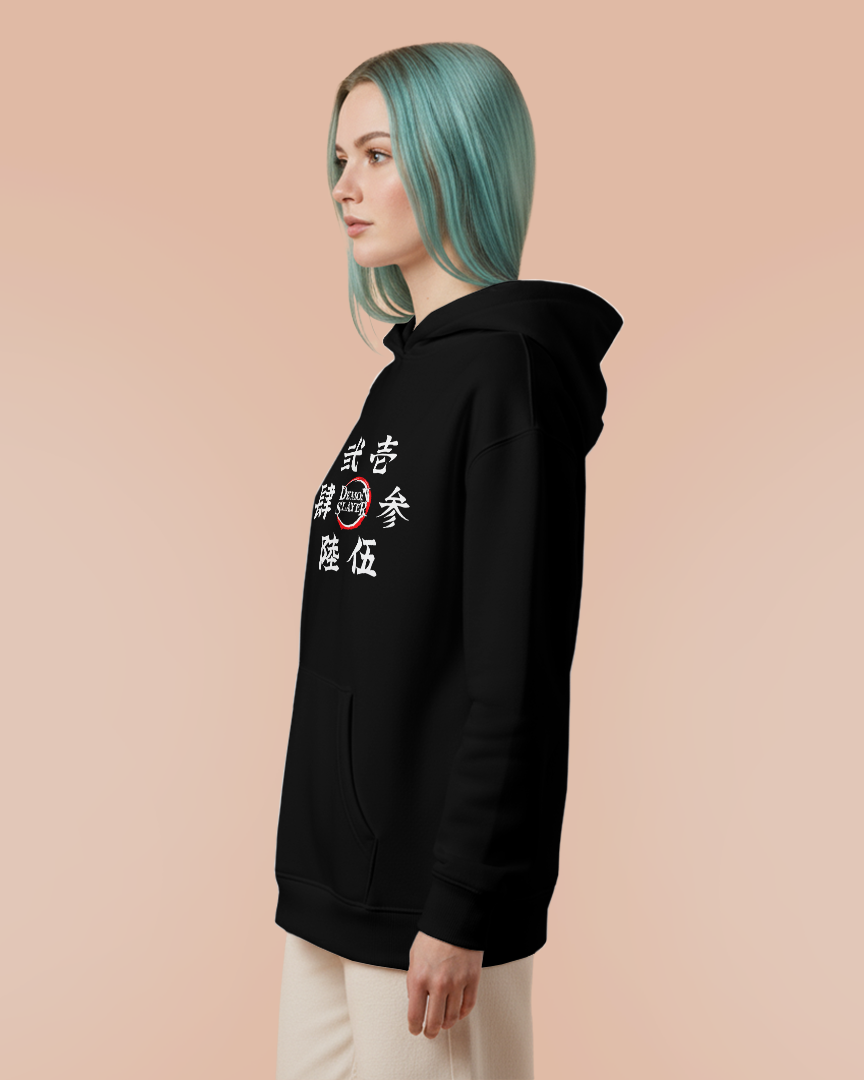 Moletom Canguru Demon Slayer Kimetsu Kanjis Unissex