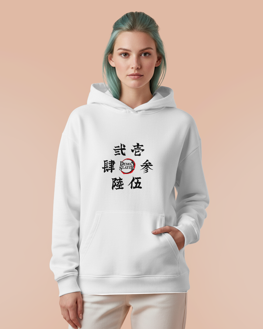 Moletom Canguru Demon Slayer Kimetsu Kanjis Unissex