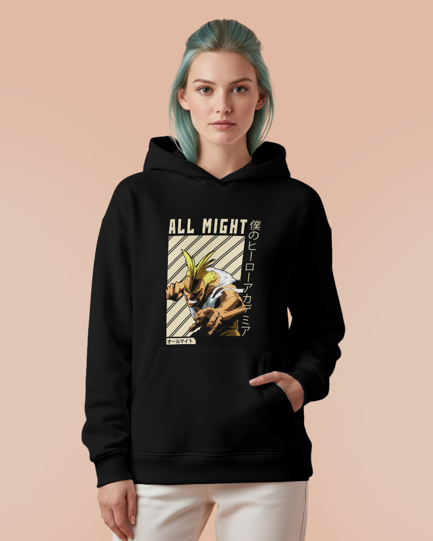 Moletom Canguru Boku No Hero All Might Amarelo Unissex