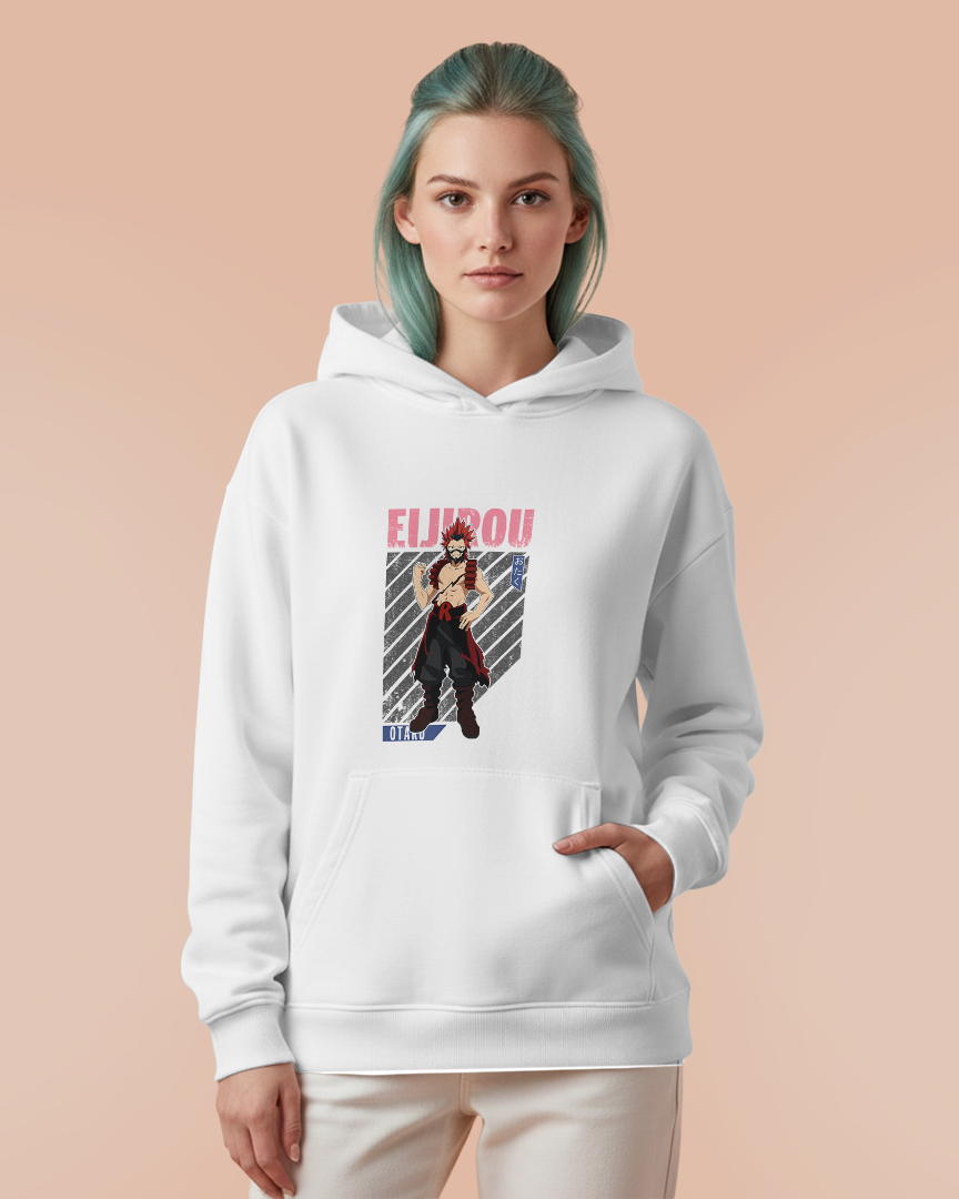 Moletom Canguru Boku No Hero Eijirou Kirishima Escrita Rosa Unissex